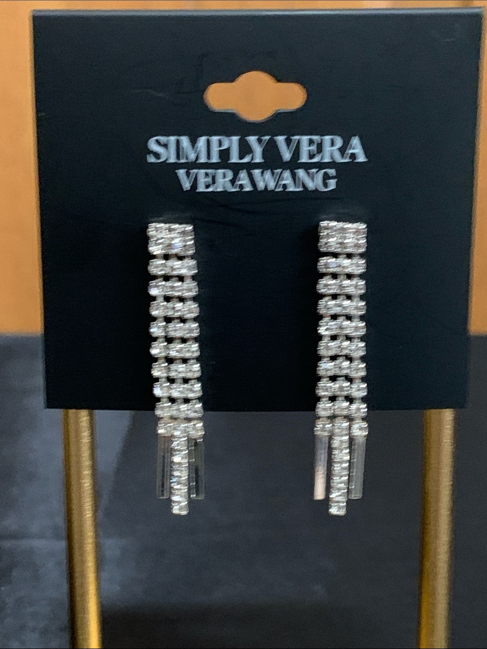NWT Simply Vera Vera Wang silver tone clear stone earrings
